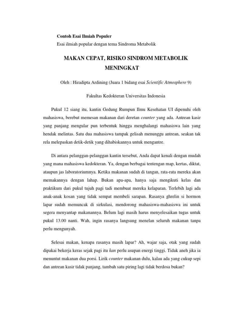 contoh essay akademik